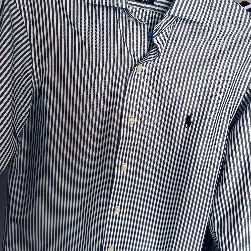 Ralph Lauren gray striped dress shirt slim fit small